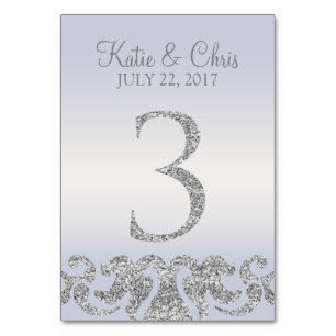 Periwinkle Silver Glitter Look Table Numbers-3 Table Number