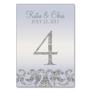Periwinkle Silver Glitter Look Table Numbers-4 Table Number