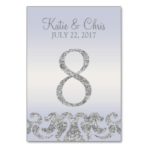 Periwinkle Silver Glitter Look Table Numbers-8 Table Number