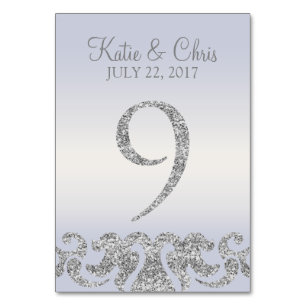 Periwinkle Silver Glitter Look Table Numbers-9 Table Number