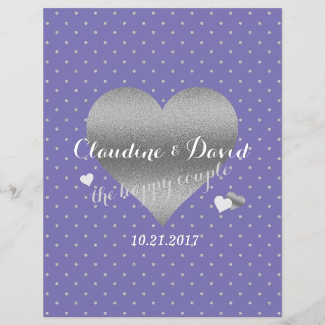 Periwinkle & Silver Heart Polka Dot Wedding Party (Front)