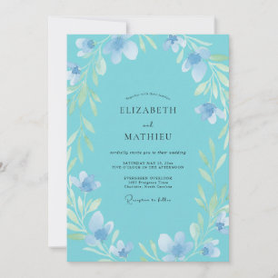 Periwinkle Sky Foliage Eucalyptus Wedding Invitation