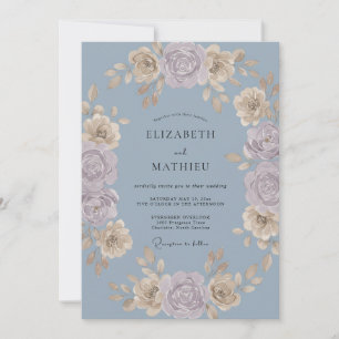 Periwinkle Soft Champagne Petal Wedding Invitation