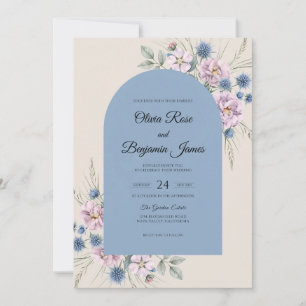 Periwinkle Soft Lavender Wildflower Wedding Invitation