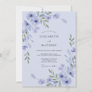 Periwinkle Soft Lilac Vine Wedding Invitation