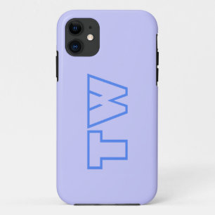 Periwinkle Solid Colour Minimalist Monogram iPhone 11 Case