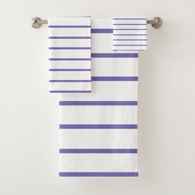 Periwinkle thin stripe pattern bath towel set (Insitu)