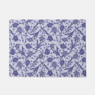 Periwinkle tulip flower pattern doormat