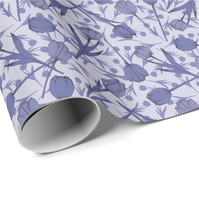 Periwinkle tulip flower pattern wrapping paper (Roll Corner)
