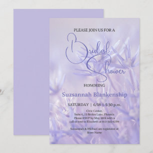 Periwinkle Violet Floral Background Bridal Shower Invitation