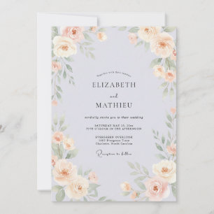 Periwinkle Whimsical Floral Wedding Invitation