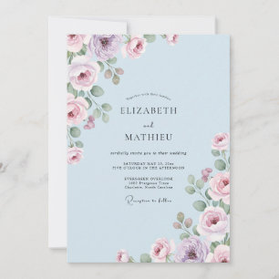 Periwinkle Whispering Flora Wedding Invitation