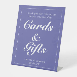 Periwinkle & White Modern Minimalist Gift Table Pedestal Sign