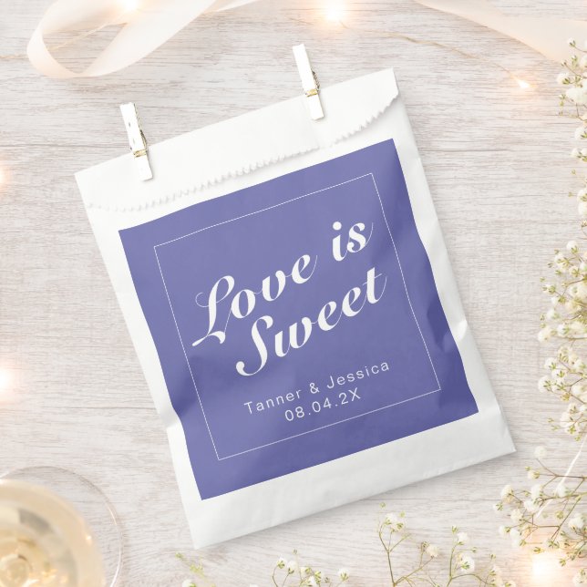 Periwinkle & White Modern Minimalist Wedding Favour Bag (Clipped)