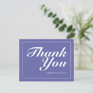 Periwinkle & White Modern Minimalist Wedding Thank You Card