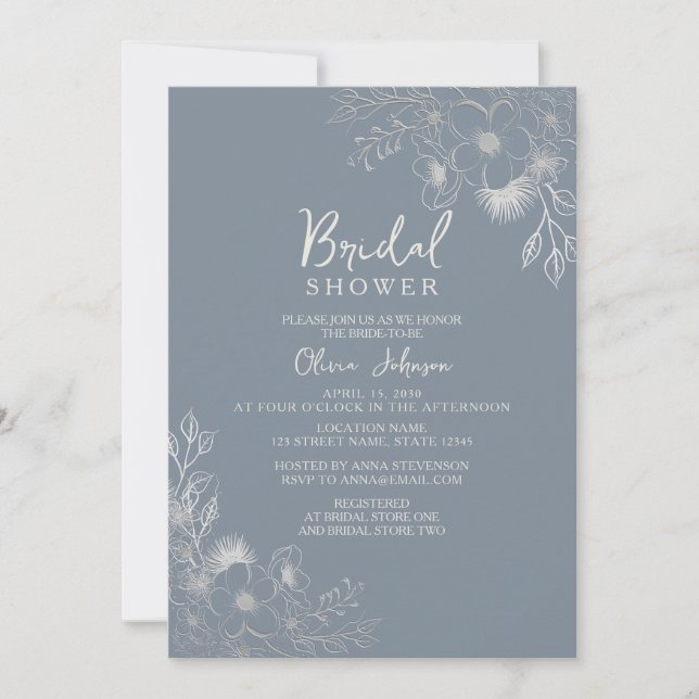 Periwinkle Wildflower Bridal Shower Invitation (Front)