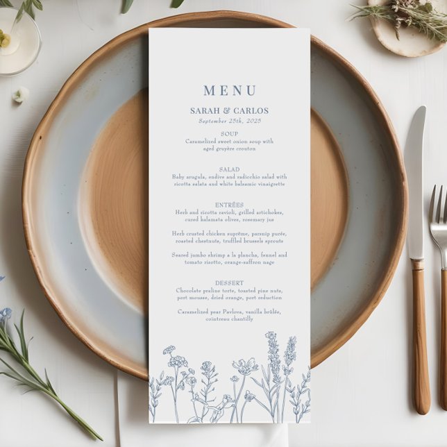 Periwinkle Wildflower Wedding Flat Menu (Creator Uploaded)