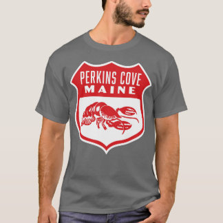 Perkins Cove Maine Retro  Shield Red T-Shirt