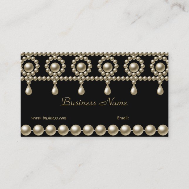 Perles cartes de visite élégantes sur le noir (Devant)