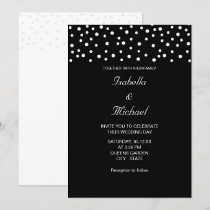 Perles Chic sur Faire-Part de Mariage Noir et Blan