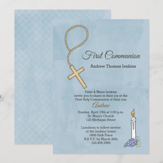 Perles de Rosaire, Invitation de la première commu (Devant / Derrière)