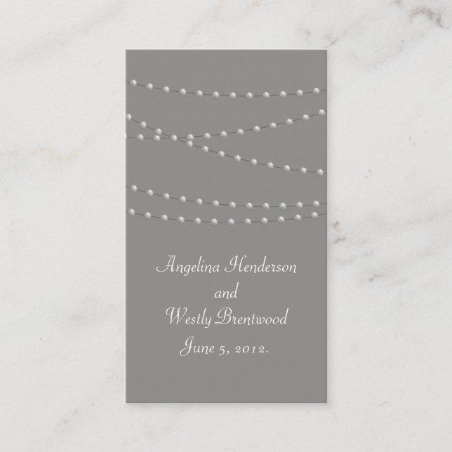 Perles élégantes sur la carte de site Mariage gris (Devant)