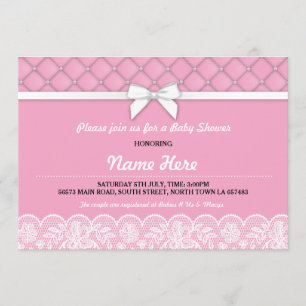 Perles en dentelle baby shower GirI Invitation de