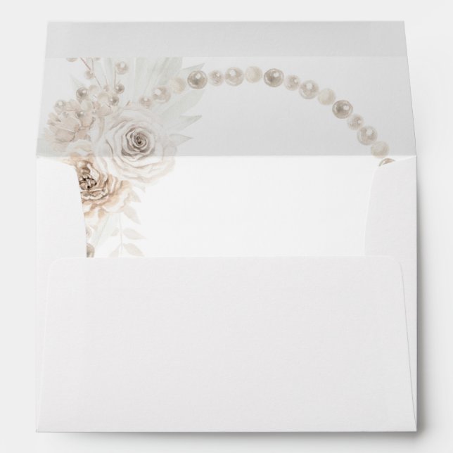 Perles & Enveloppe florale blanche (Dos (Bas))