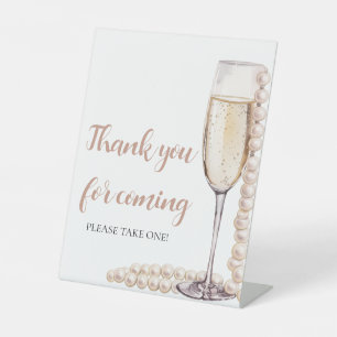 Perles roses et panneau de remerciement Prosecco