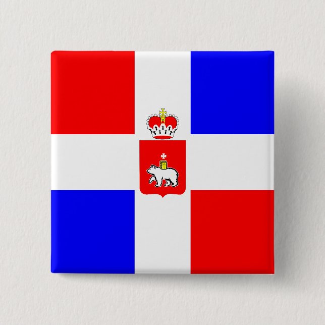 Perm Krai, Russia flag 2 Inch Square Button (Front)