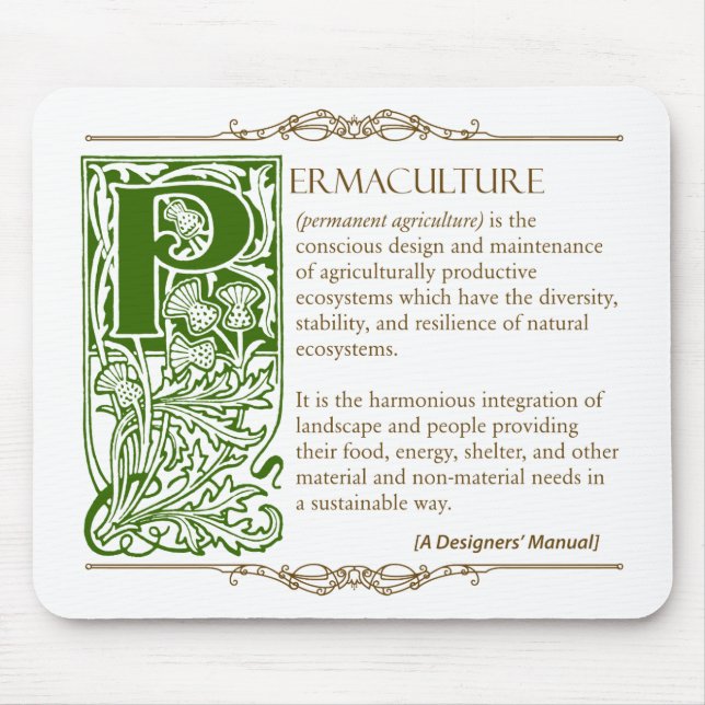 Permaculture - A Definition (1) Green & Brown Mouse Pad (Front)