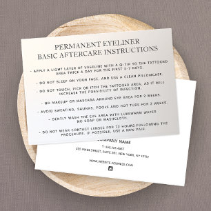 Permanent Eyeliner Basic Aftercare Instructions  B Business Card