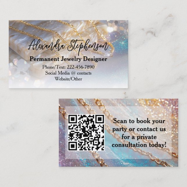 Permanent Jewellery Designer Consultant Elegant Business Card (Front/Back)