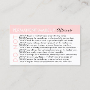 Permanent makeup Avoids Advices Aftercare Business Card