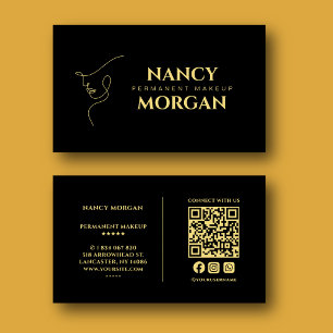 Permanent Makeup Black Gold Business Card