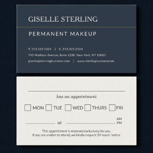 Permanent Makeup Office Appointment Reminder Business Card