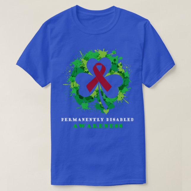 Permanently Disabled Awareness Ribbon Shamrock Sai T-Shirt (Design Front)