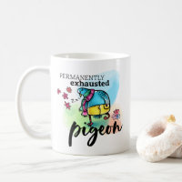 Permanently Exhausted Pigeon Bird Illustration