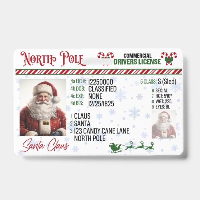 Permis de conduire du Père Noël Badge de Noël (Avant)