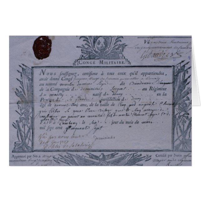 Permit for the Battle of Rossbach, 1757 (Front Horizontal)