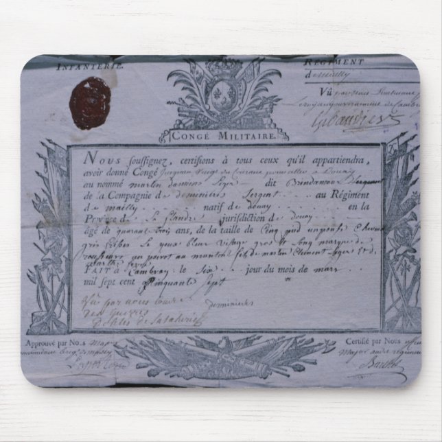 Permit for the Battle of Rossbach, 1757 Mouse Pad (Front)