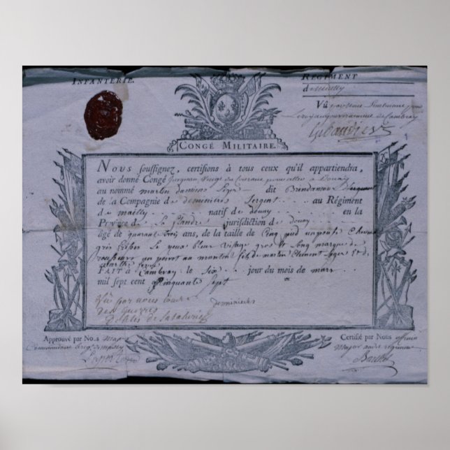 Permit for the Battle of Rossbach, 1757 Poster (Front)