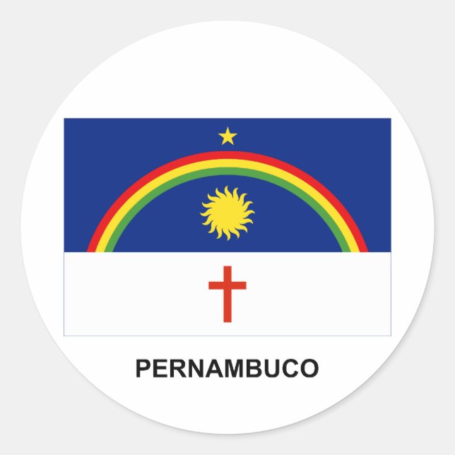 Pernambuco, Brazil Flag Classic Round Sticker (Front)