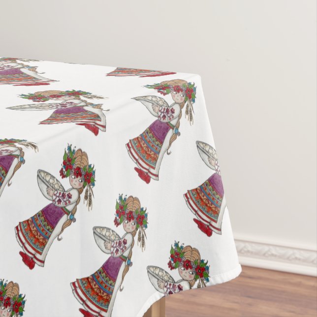 Perogie Pierogie Pyrohy Girl Ukrainian Folk Art Tablecloth (In Situ)
