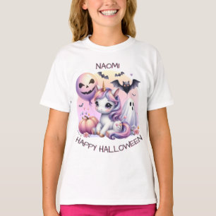 *Peronalised Cute Unicorn Kids Halloween T-Shirt