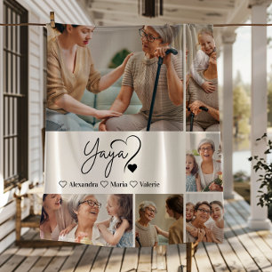 Peronalized 6 Photo Yaya Minimalist Line Art Fleece Blanket