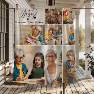 Peronalized 8 Photo Yaya Minimalist Line Art Fleece Blanket