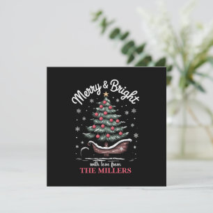 Peronalized Christmas Sleigh Tree Merry & Bright Holiday Card