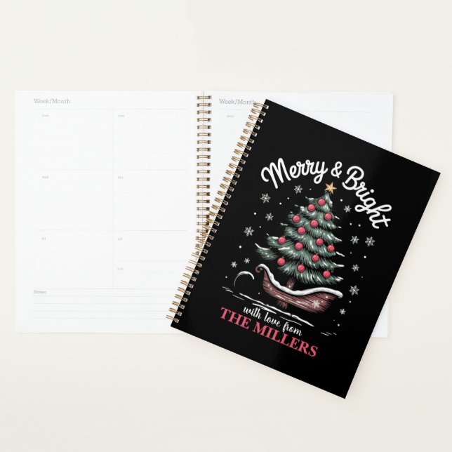 Peronalized Christmas Sleigh Tree Merry & Bright  Planner (Display)