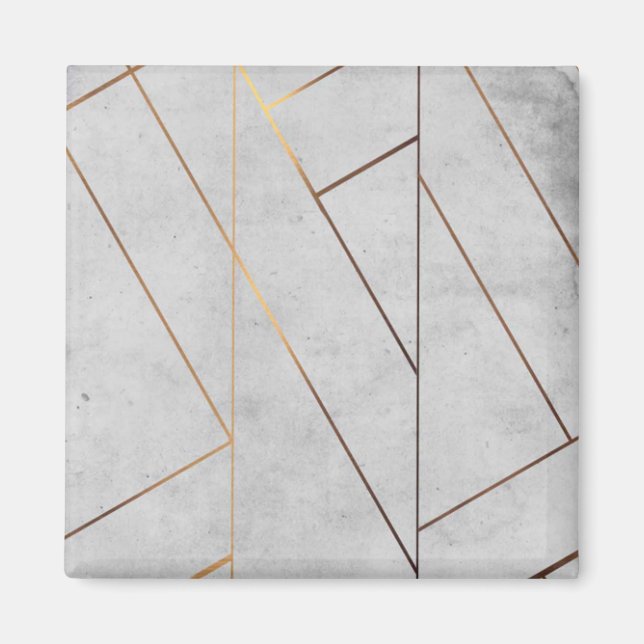 Peronalized Grey Marble Gold Geometric Magnet (Front)